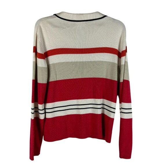 Erik Spencer Women Button Up Striped Long Sleeve Cardigan Sweater Size L - Picture 2 of 8